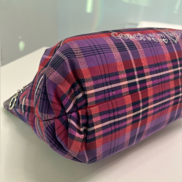 Coach Y2K Poppy Collection Tartan Canvas Purple Plaid Graffiti Tote/Shoulder Bag - Picture 8 of 16